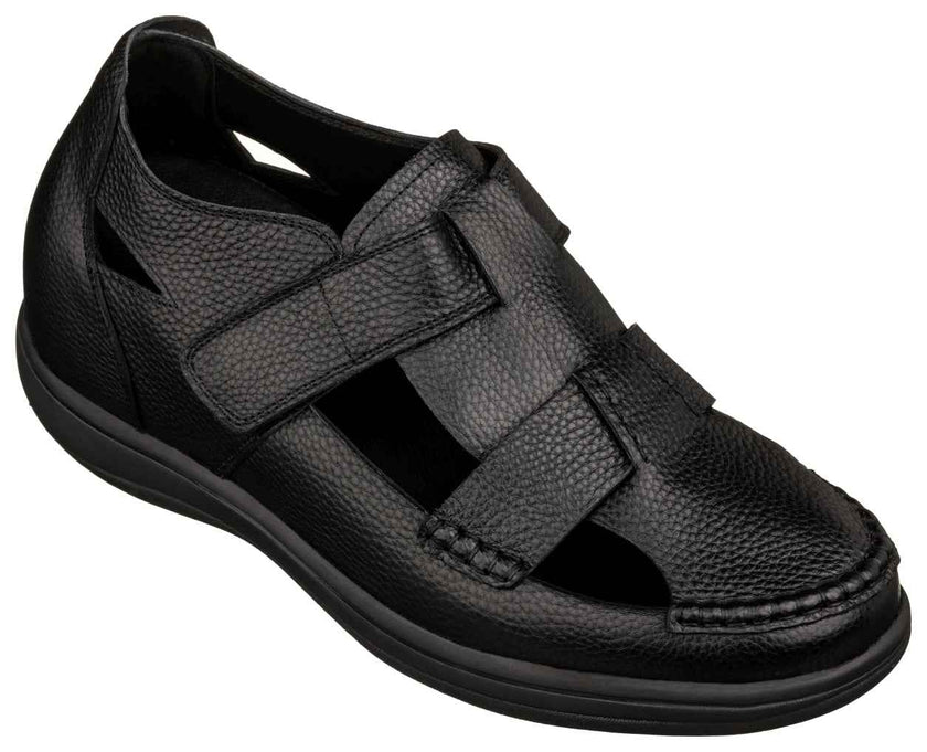 CALTO - K2661 - 3.2 Inches Taller (Black) - Casual Fisherman Sandal