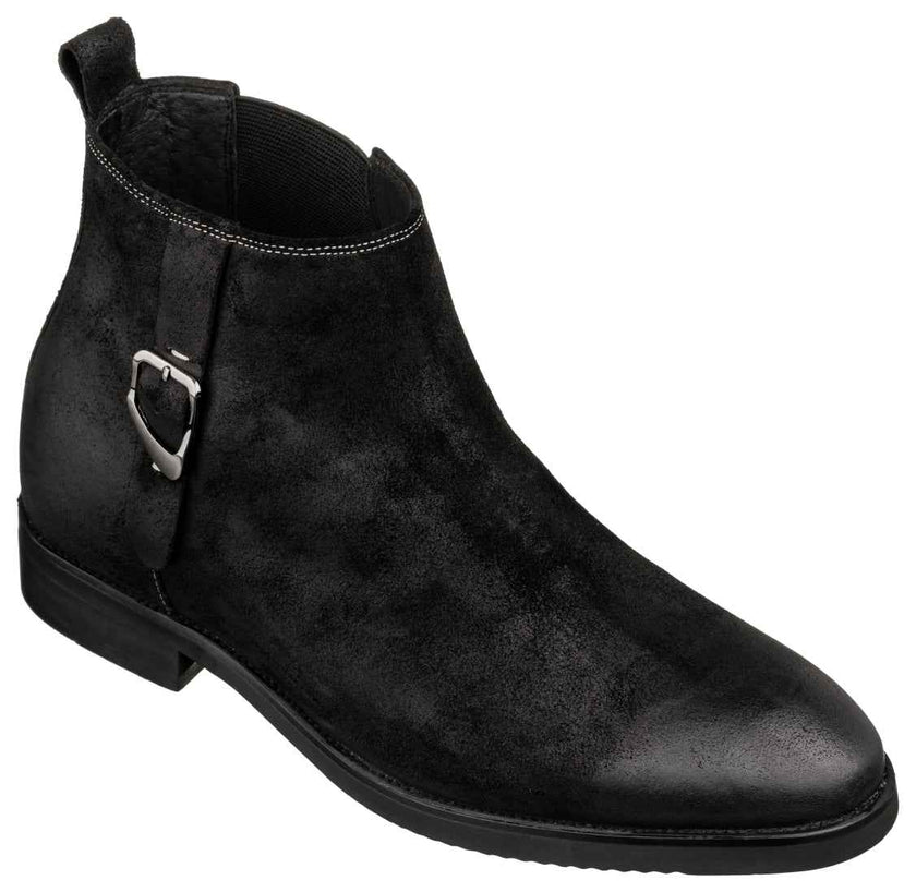 TOTO - K92081 - 3 Inches Taller (Nubuck Black) - Chelsea Ankle Boots