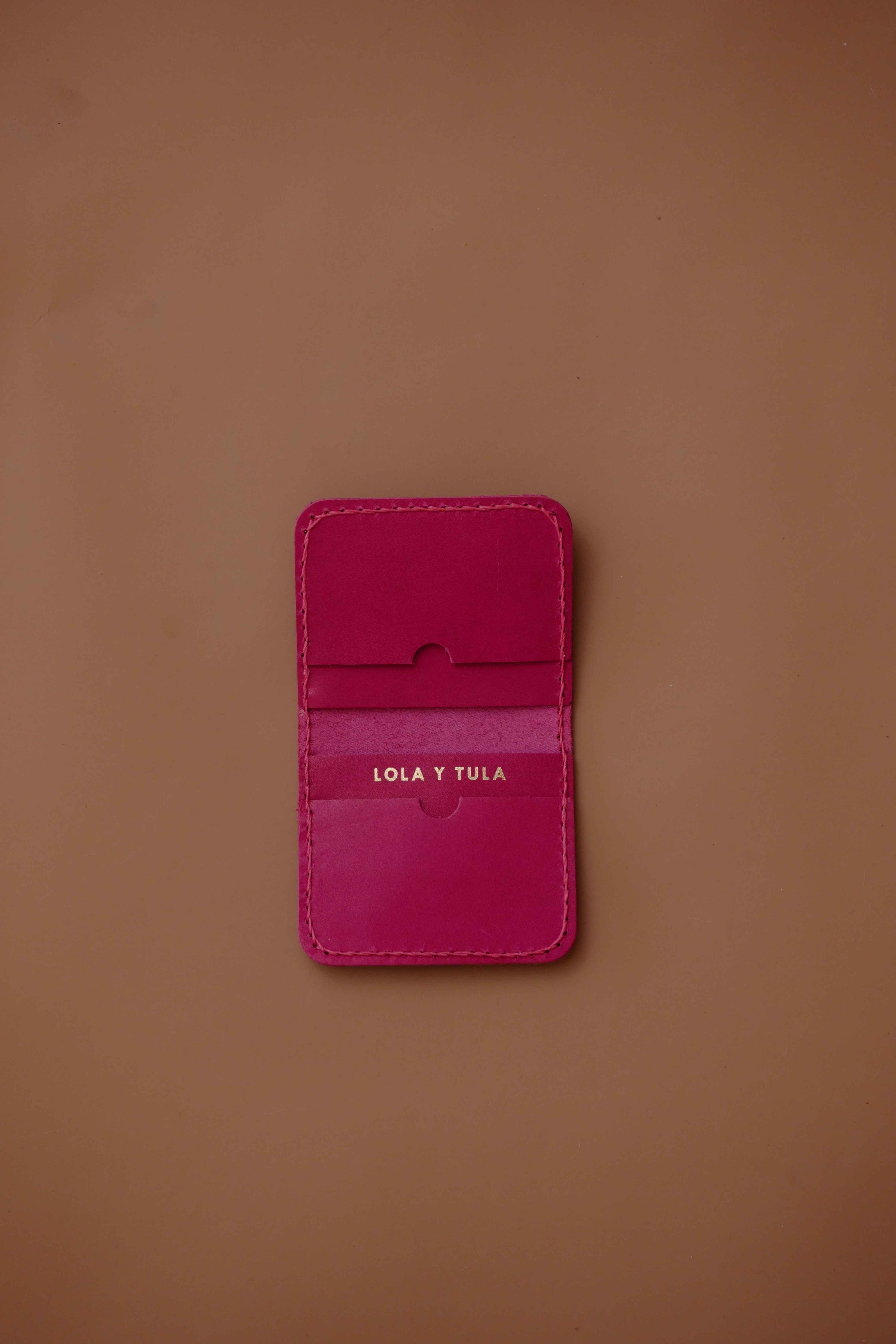 Leather Cardholder Wallet Pink