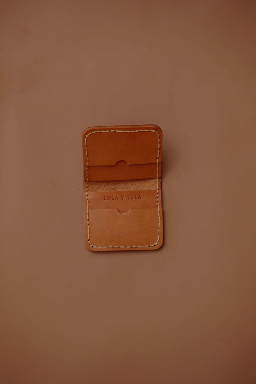 Leather Cardholder Wallet Camel