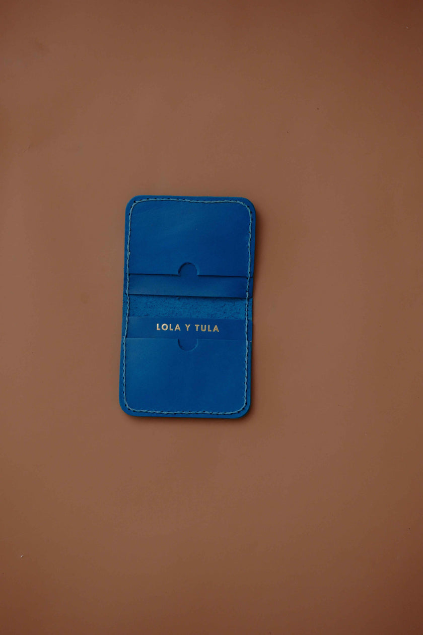 Leather cardholder Wallet Pacific Blue