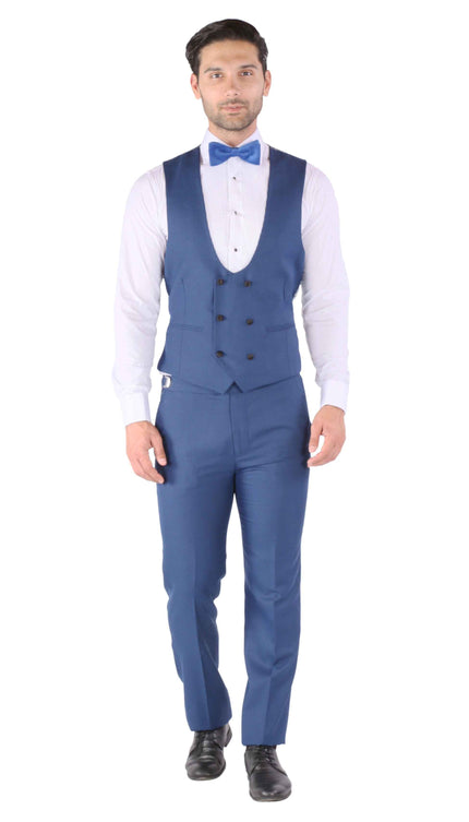 Luna 3pc Slim Fit Indigo Blue Peak Lapel Tuxedo