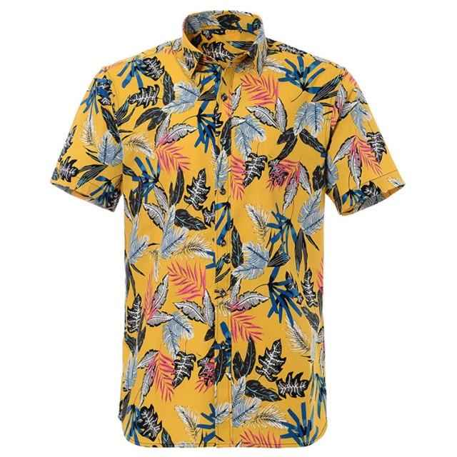 Lemon Palm Hawaiian Cotton Short Sleeve Shirt