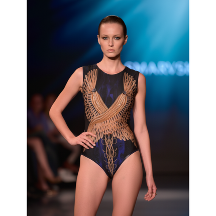 GOLD FEATHERS One-Piece Swimsuit / Bodysuit Sleeveless