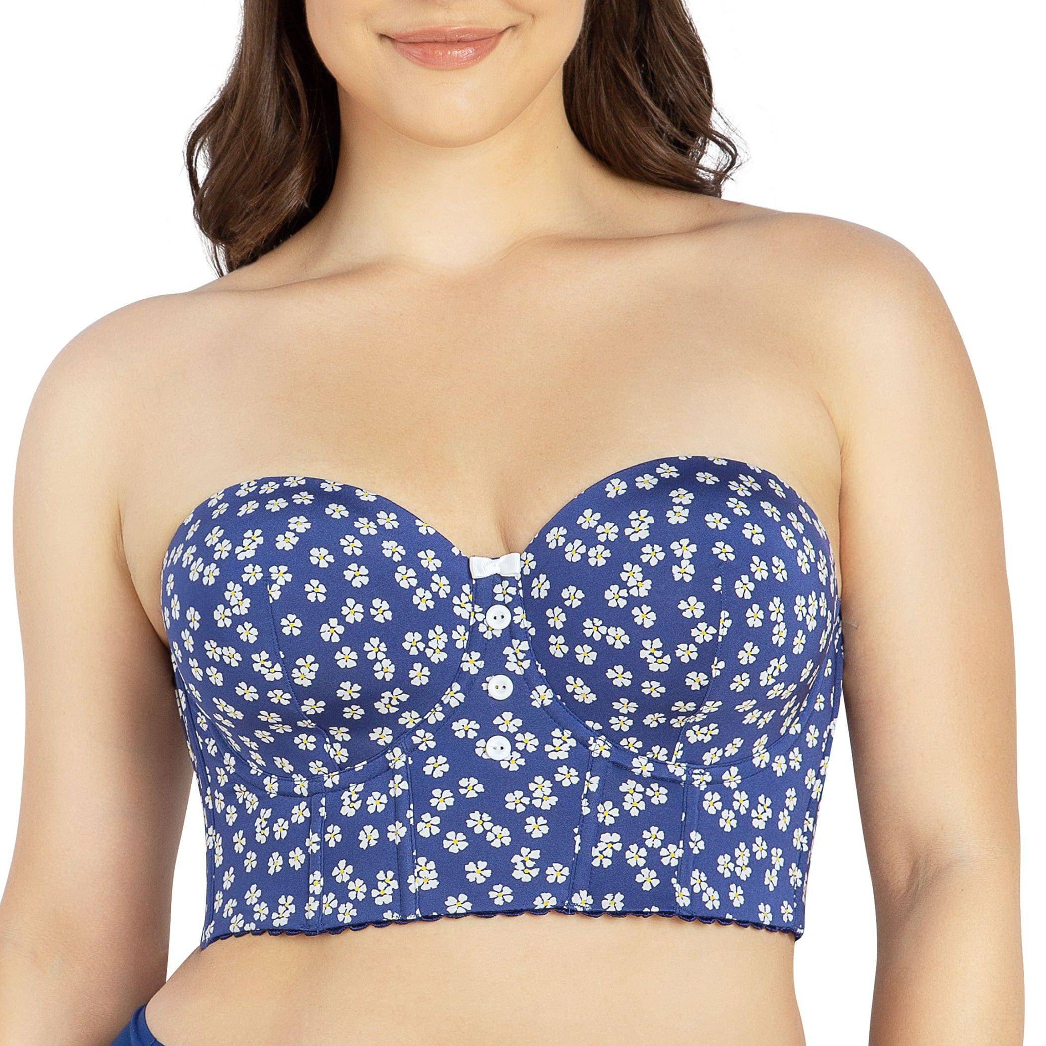 Dolly Longline Strapless Bustier - Blue Daisy