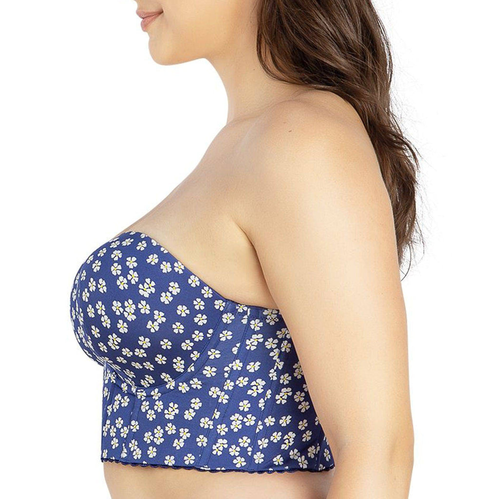 Dolly Longline Strapless Bustier - Blue Daisy