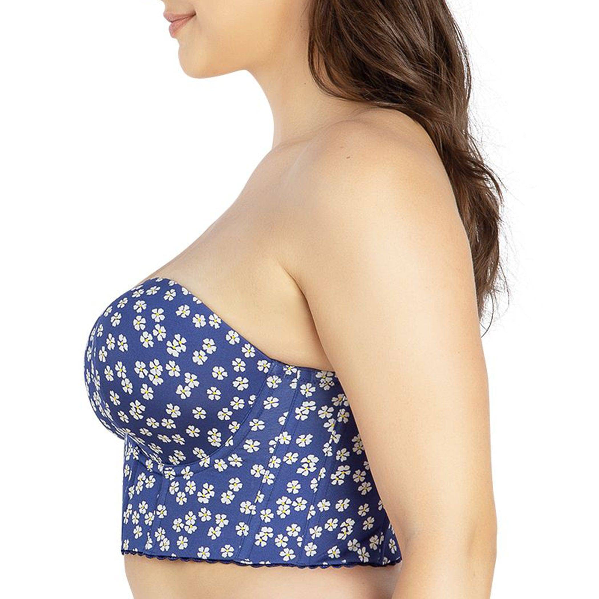 Dolly Longline Strapless Bustier - Blue Daisy
