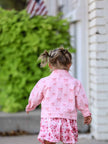 Pink Fall Girls Butterfly Print Denim Top