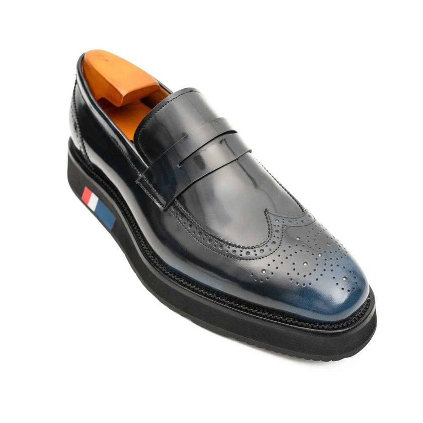 Men's Blue Leather Loafers