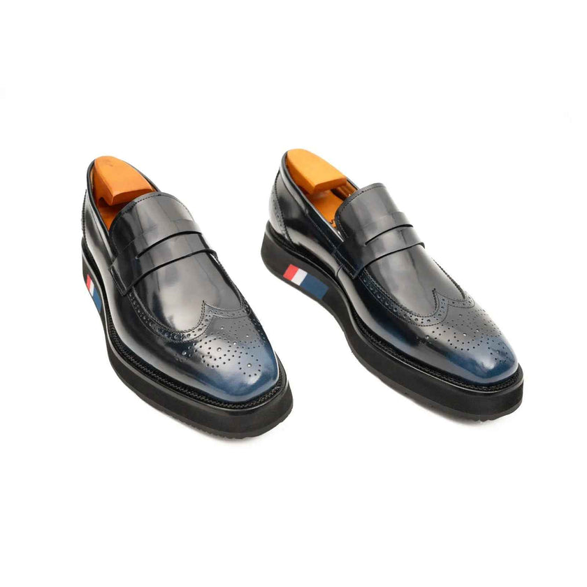 Men's Blue Leather Loafers