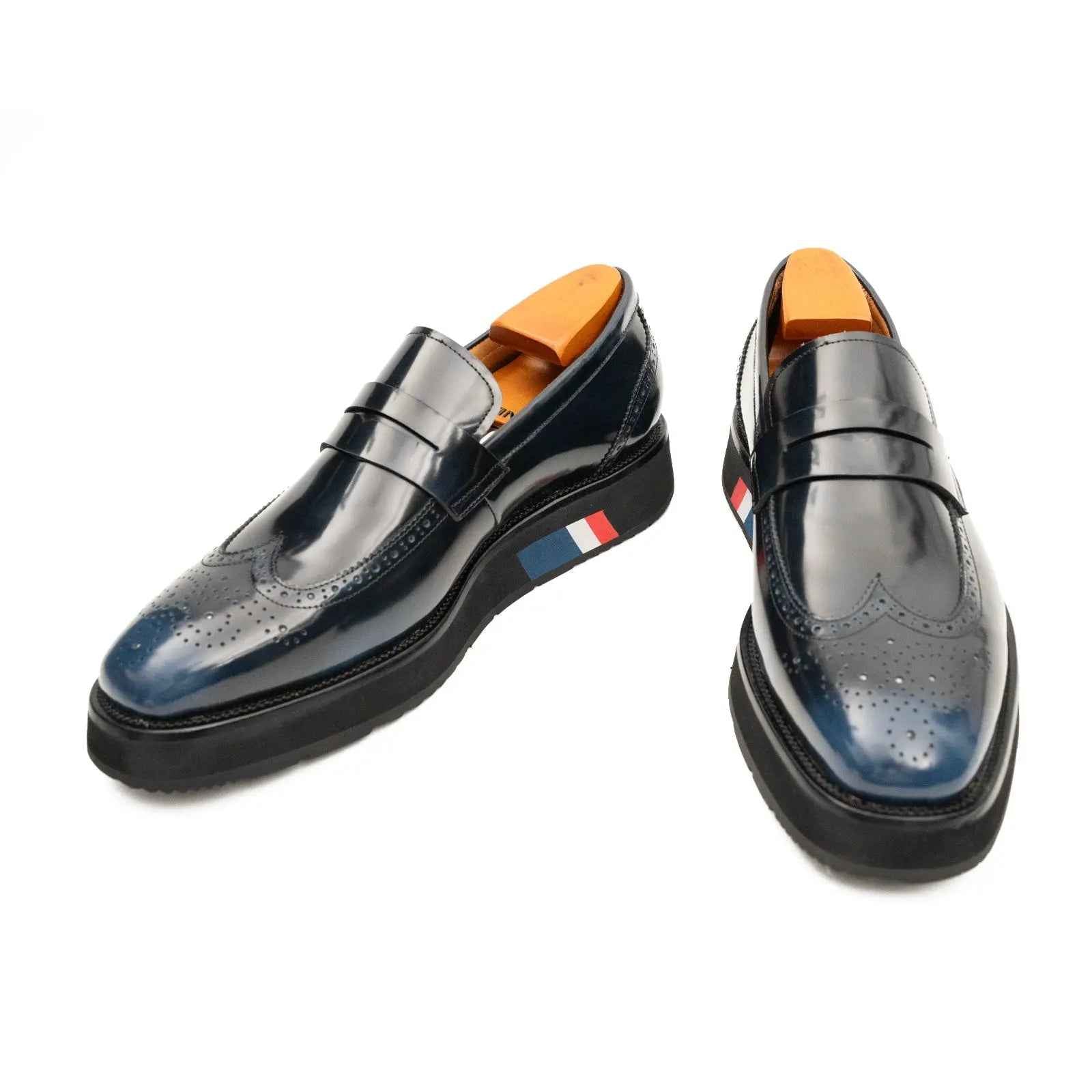 Men's Blue Leather Loafers