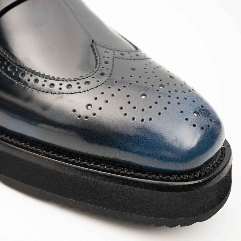 Men's Blue Leather Loafers