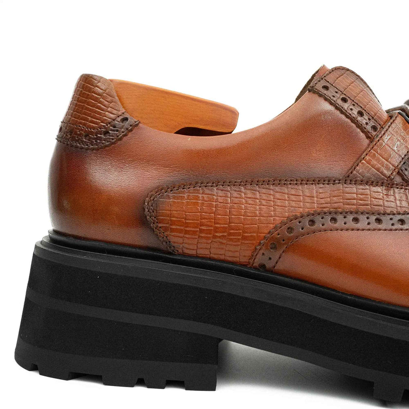 Men's Brogue Detail Leather Loafers Brown