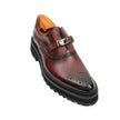 Men's Brogue Detail Leather Loafers Burgundy
