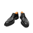Men's Classic Black Derby Leather Shoes with Lug Sole