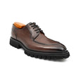 Men's Classic Brown Derby Leather Shoes with Lug Sole