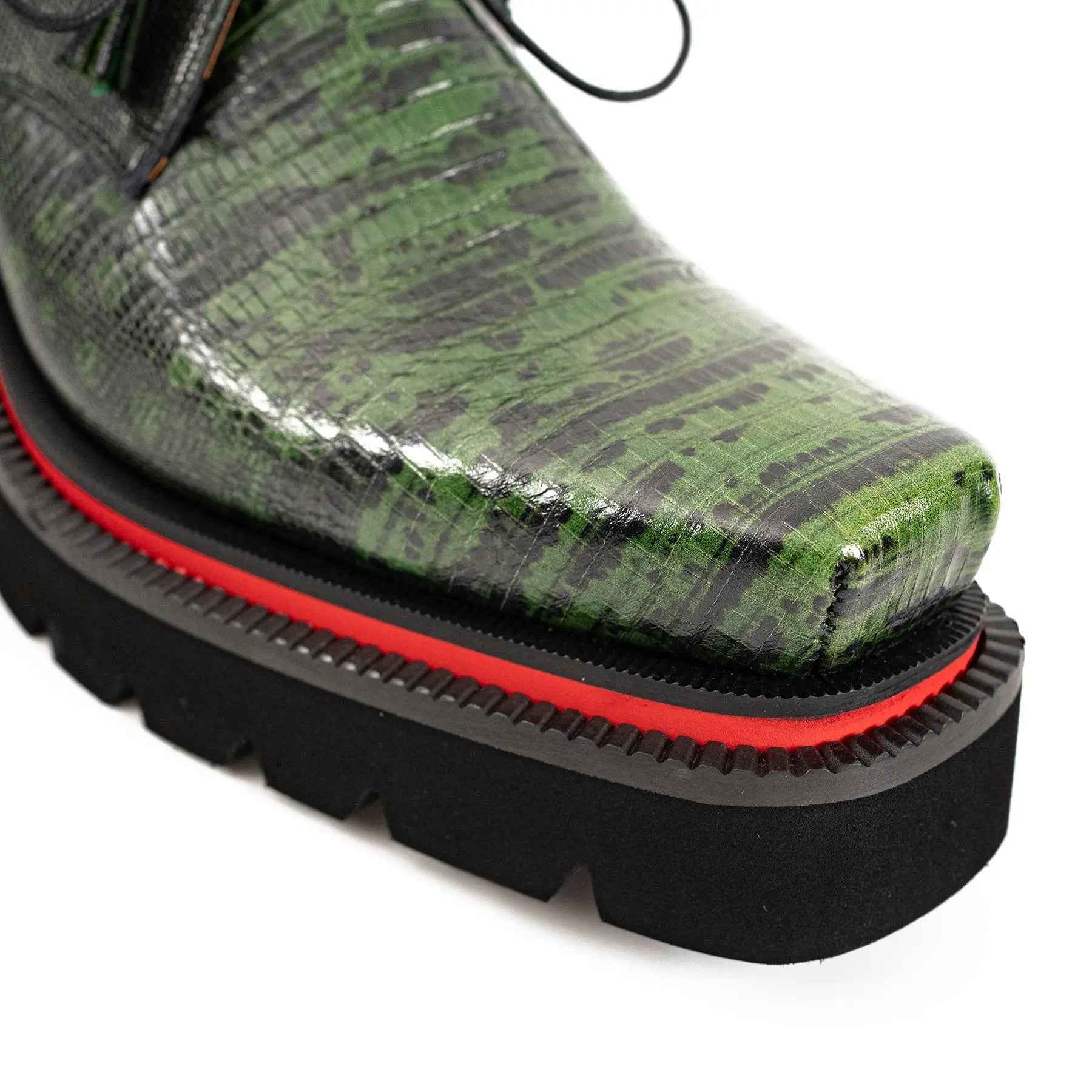 Men's Leather Derby Shoes with Snake-Print Platform