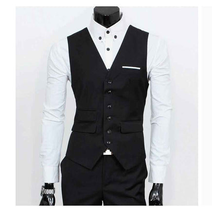 Men's Black One Button Slim Fit Suit - Three Piece