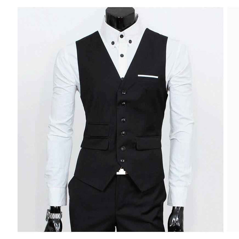 Men's Black One Button Slim Fit Suit - Three Piece