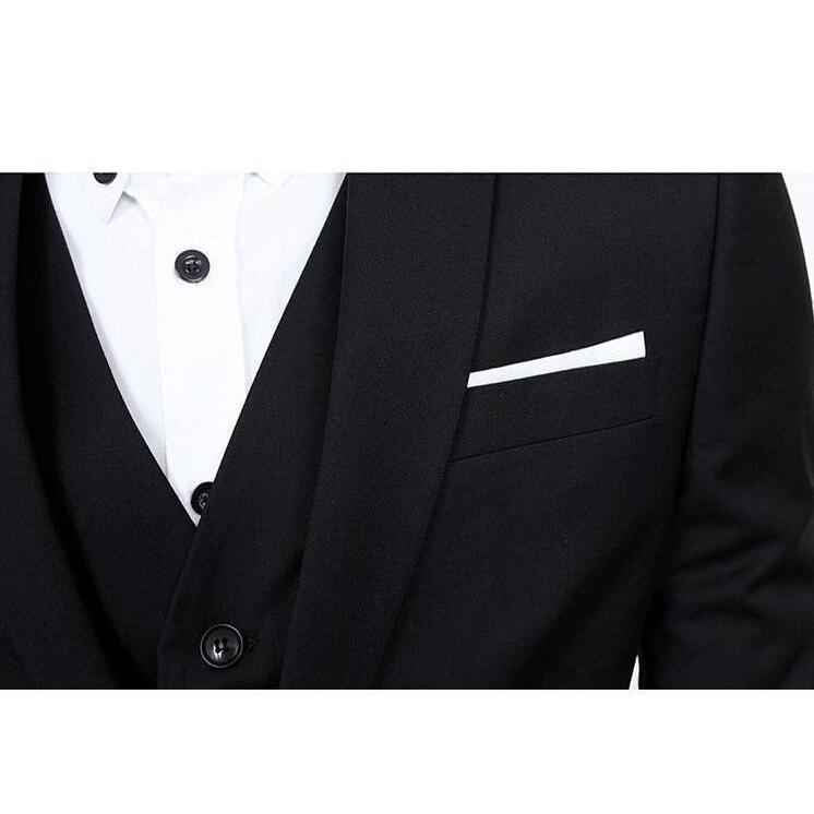 Men's Black One Button Slim Fit Suit - Three Piece