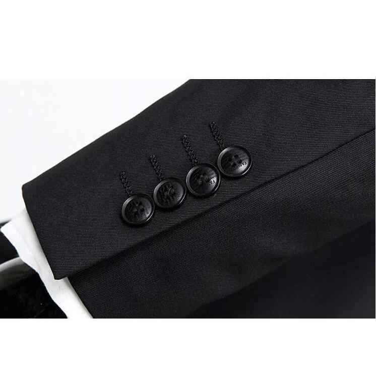 Men's Black One Button Slim Fit Suit - Three Piece