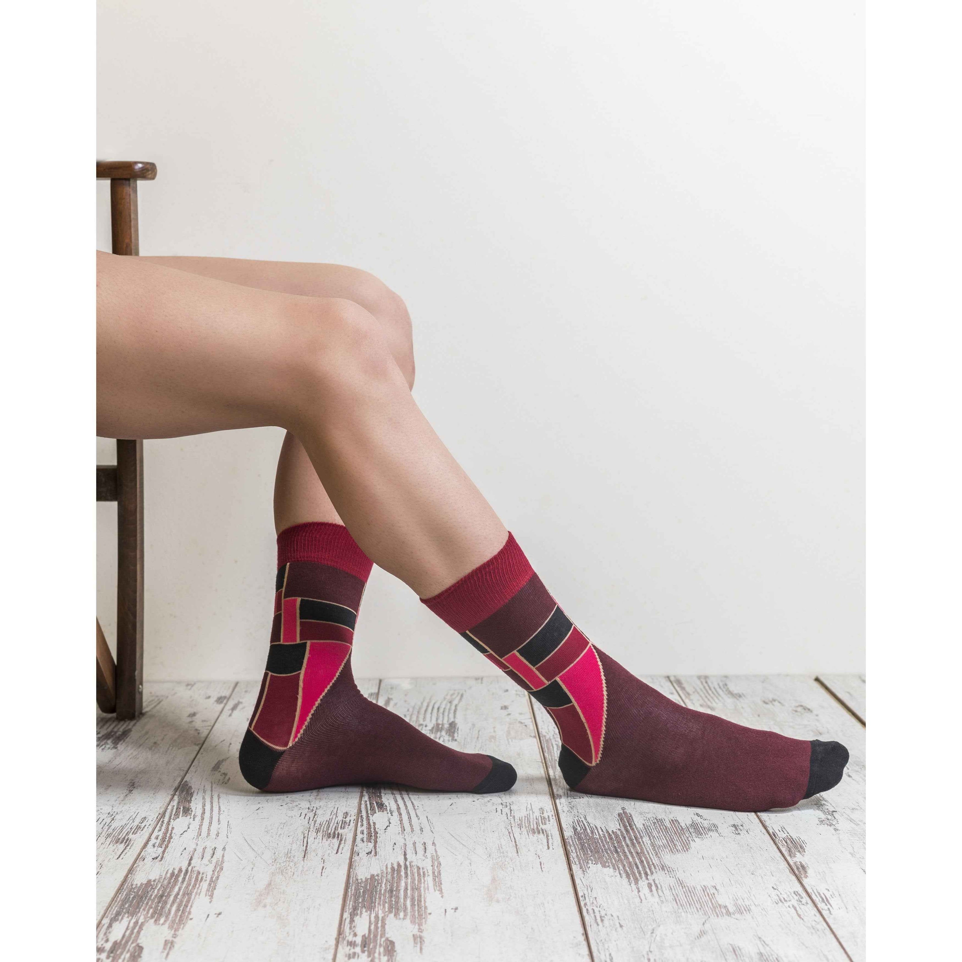 Men's Burgundy Mix Set Socks