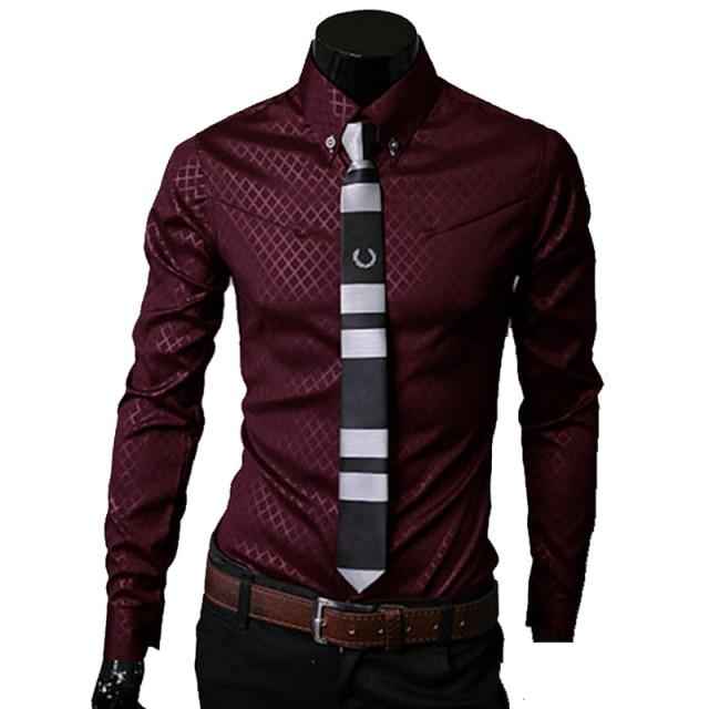 Men's Burgundy Slim Fit Dress Shirt