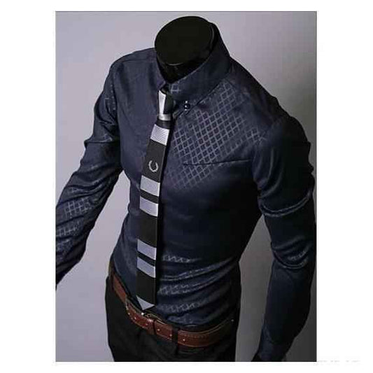 Men's Deep Blue Slim Fit Dress Shirt