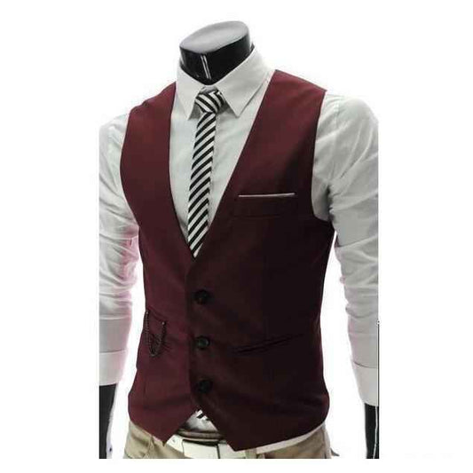 Men's Wine Slim Fit Vest