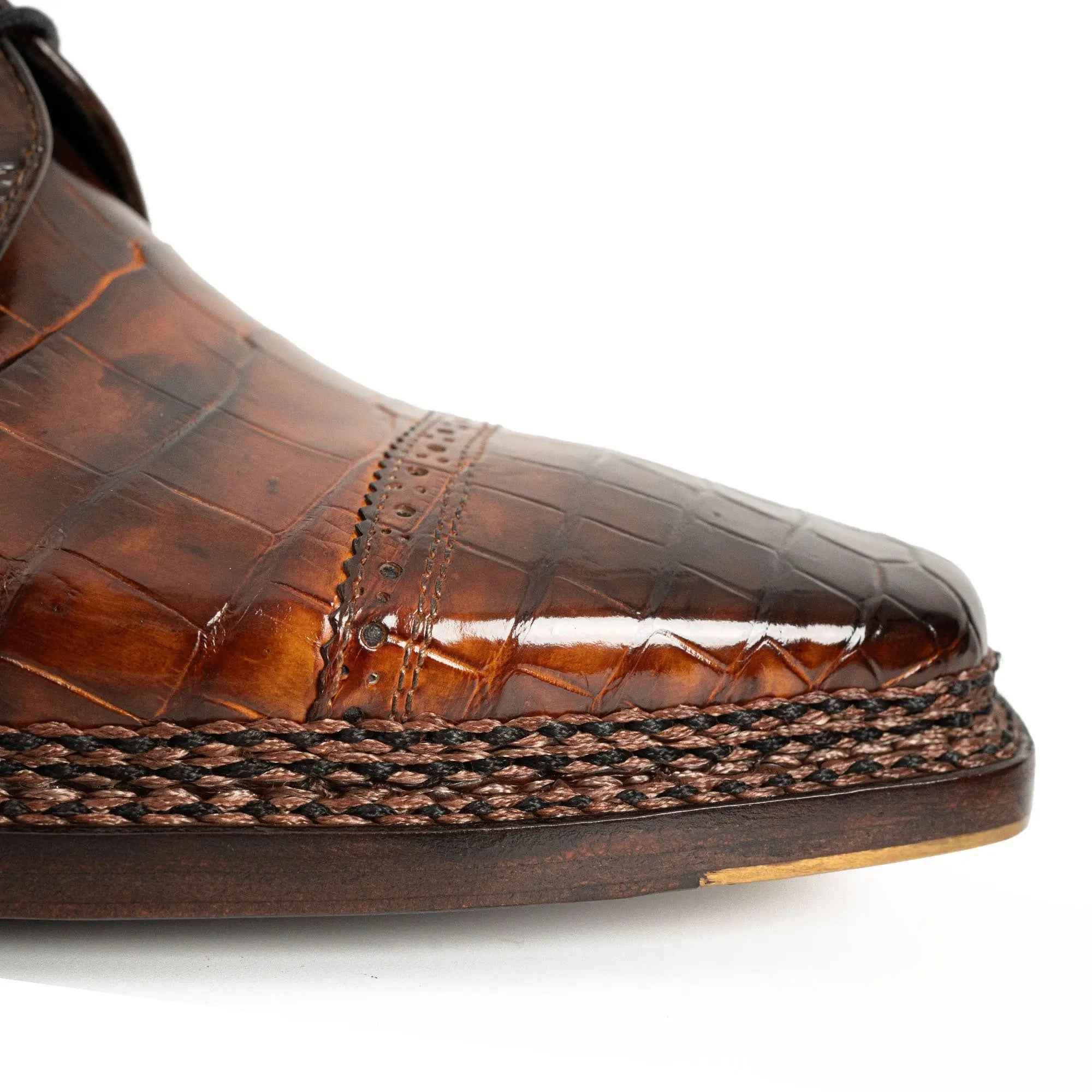 Norwegian-Stitched Nile Crocodile Derby Shoes