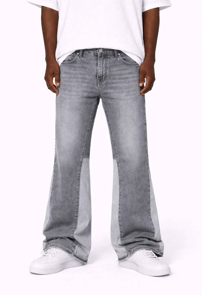 GREY SPLIT FLARE DENIM