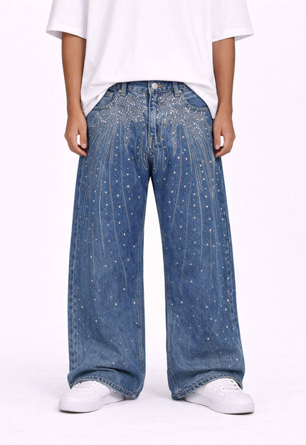 AZUL FLORAL RHINESTONE DENIM