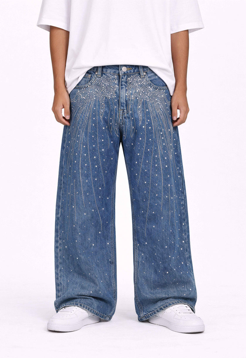 AZUL FLORAL RHINESTONE DENIM