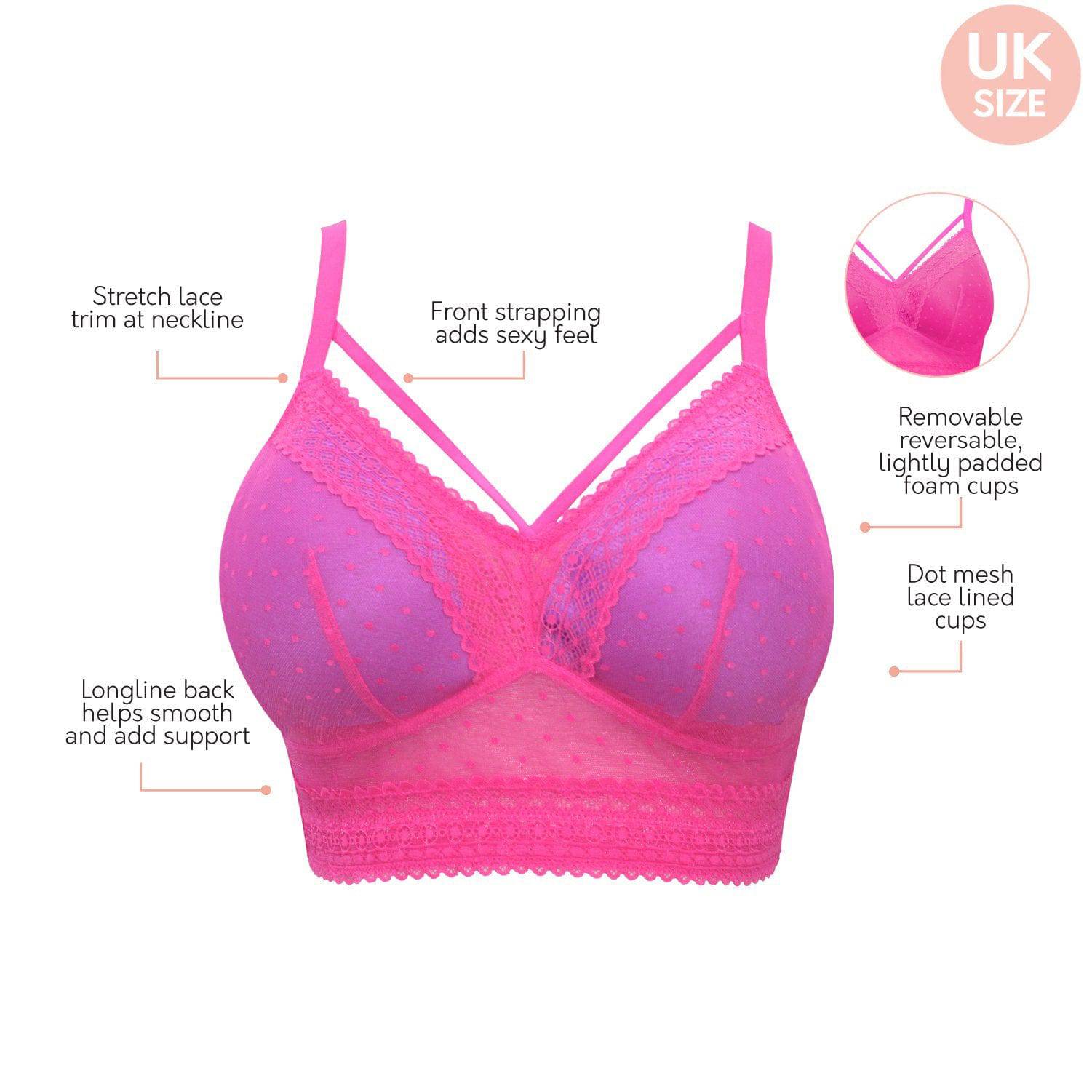 Mia Wire-Free Full Bust Padded Bralette - Bright pink