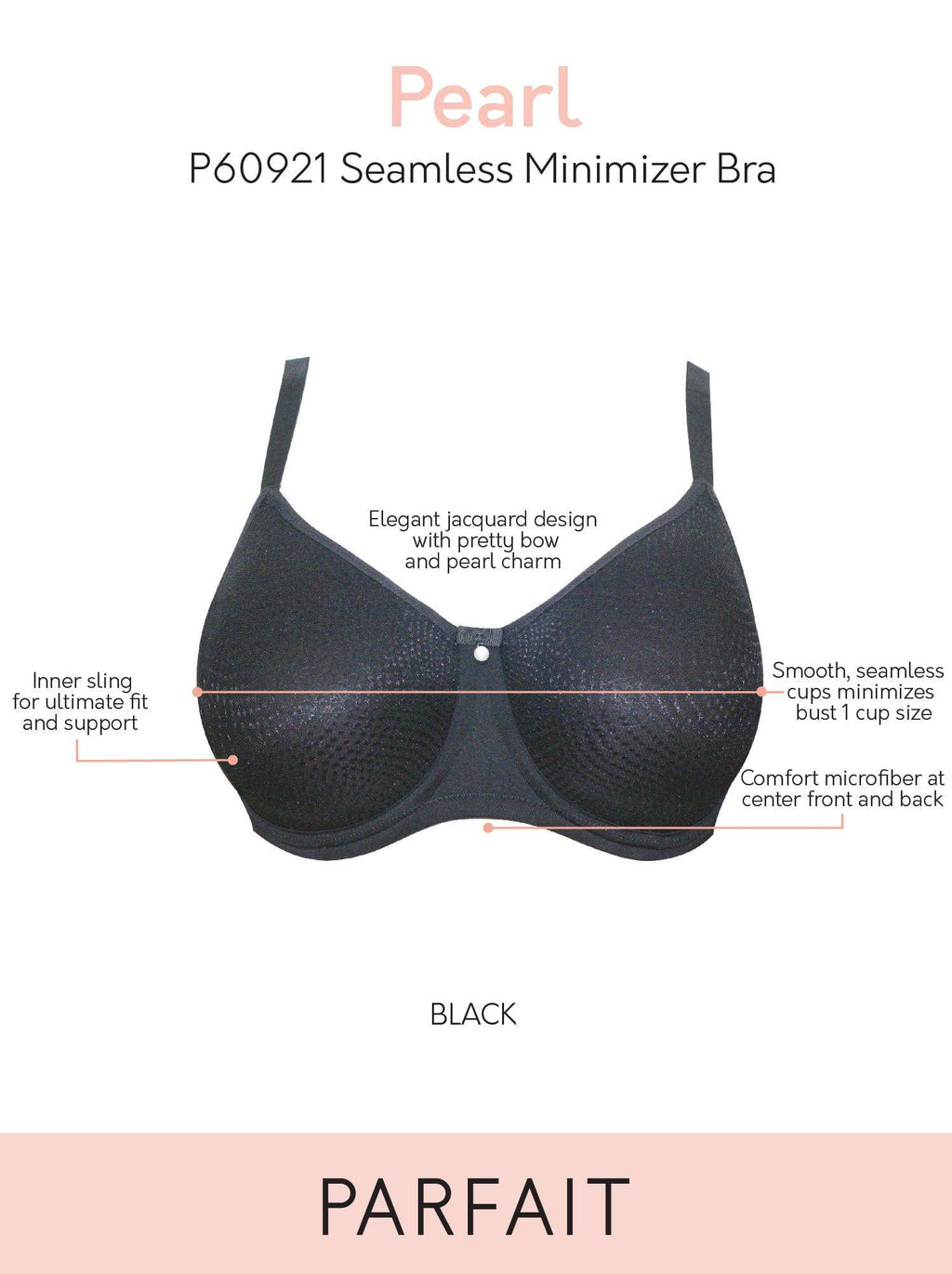 Pearl Minimizer Full Bust Padded Bra - Black