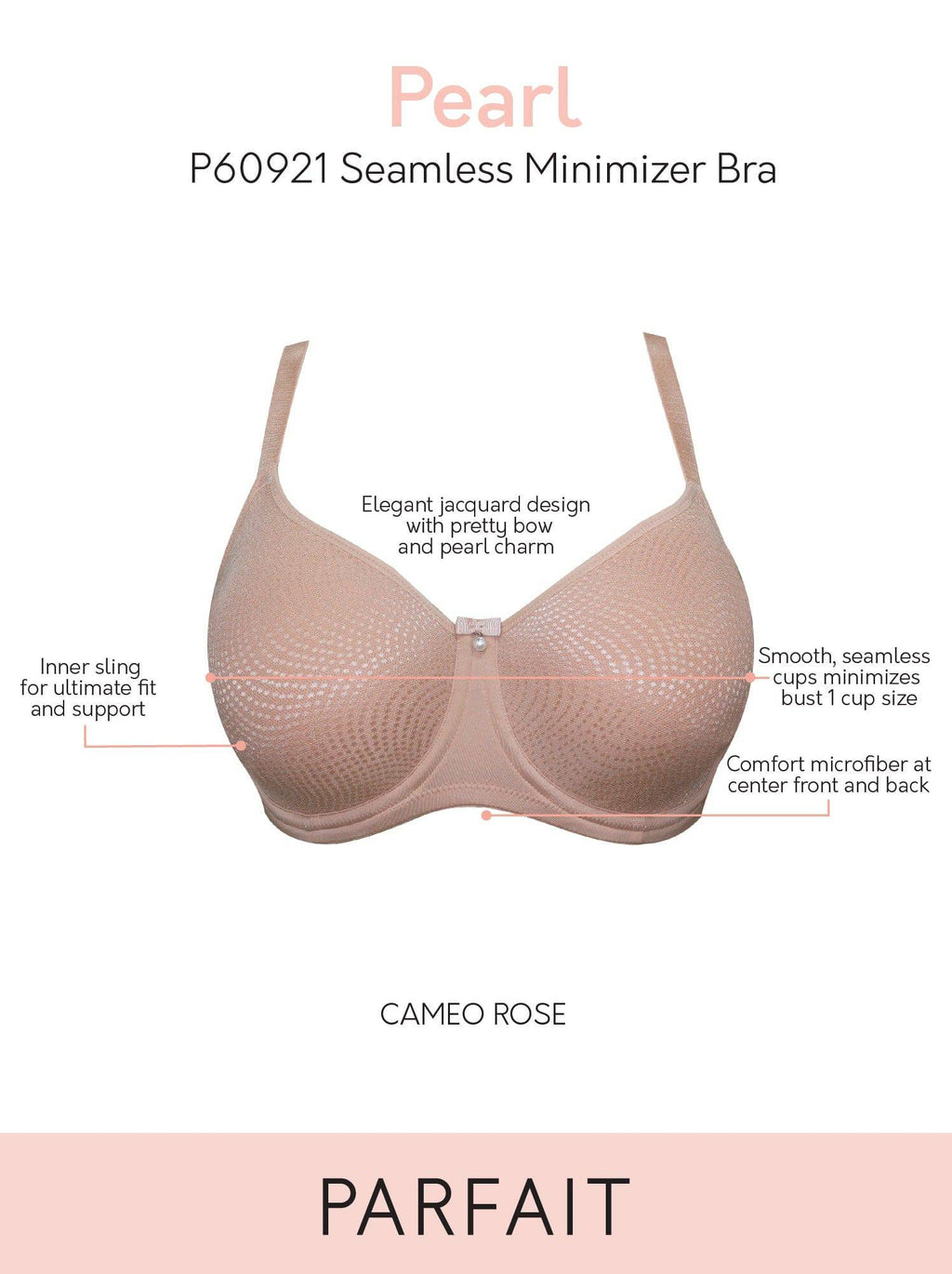 Pearl Minimizer Full Bust Padded Bra - Cameo Rose