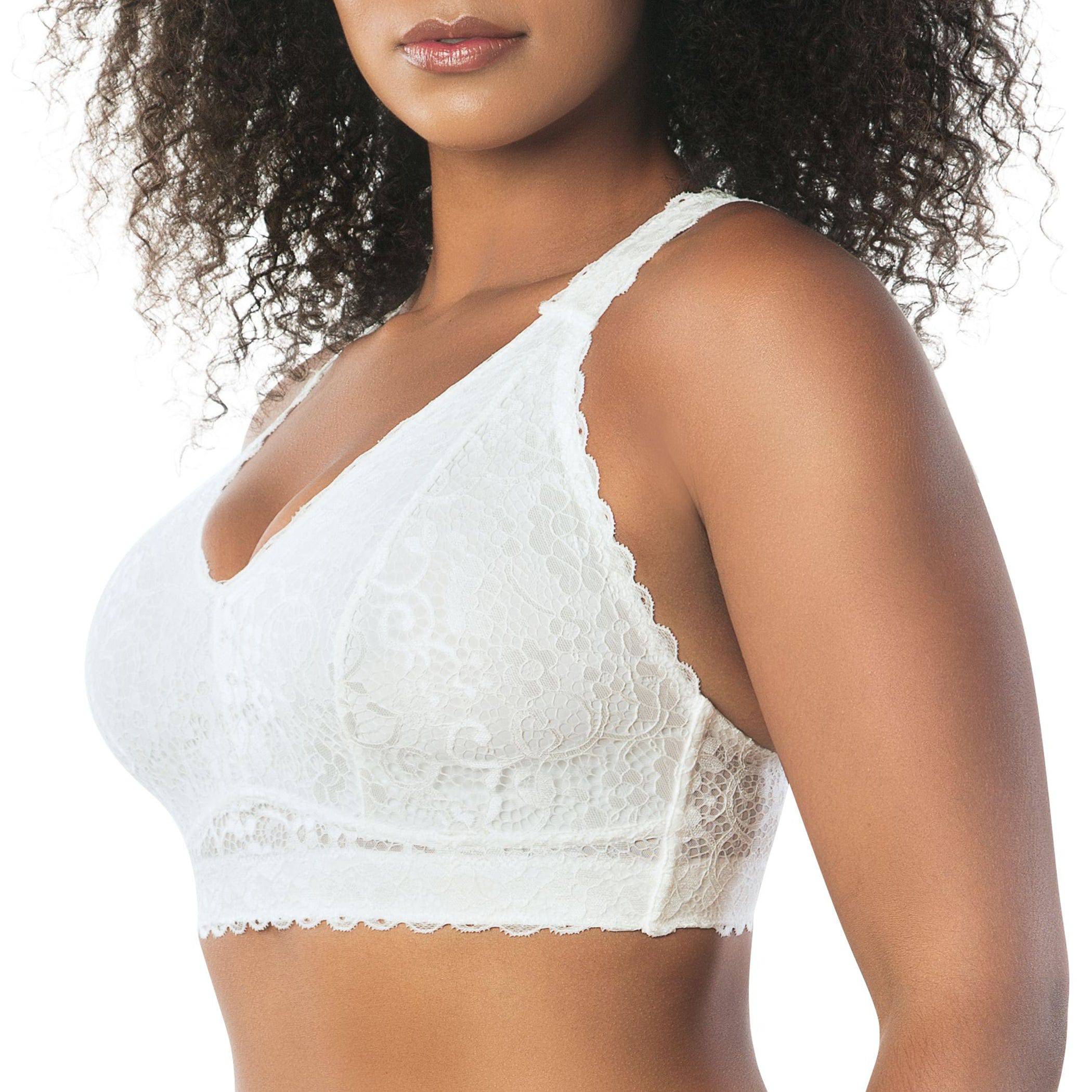 Adriana Wire-Free Full Bust Supportive Bralette - Pearl white