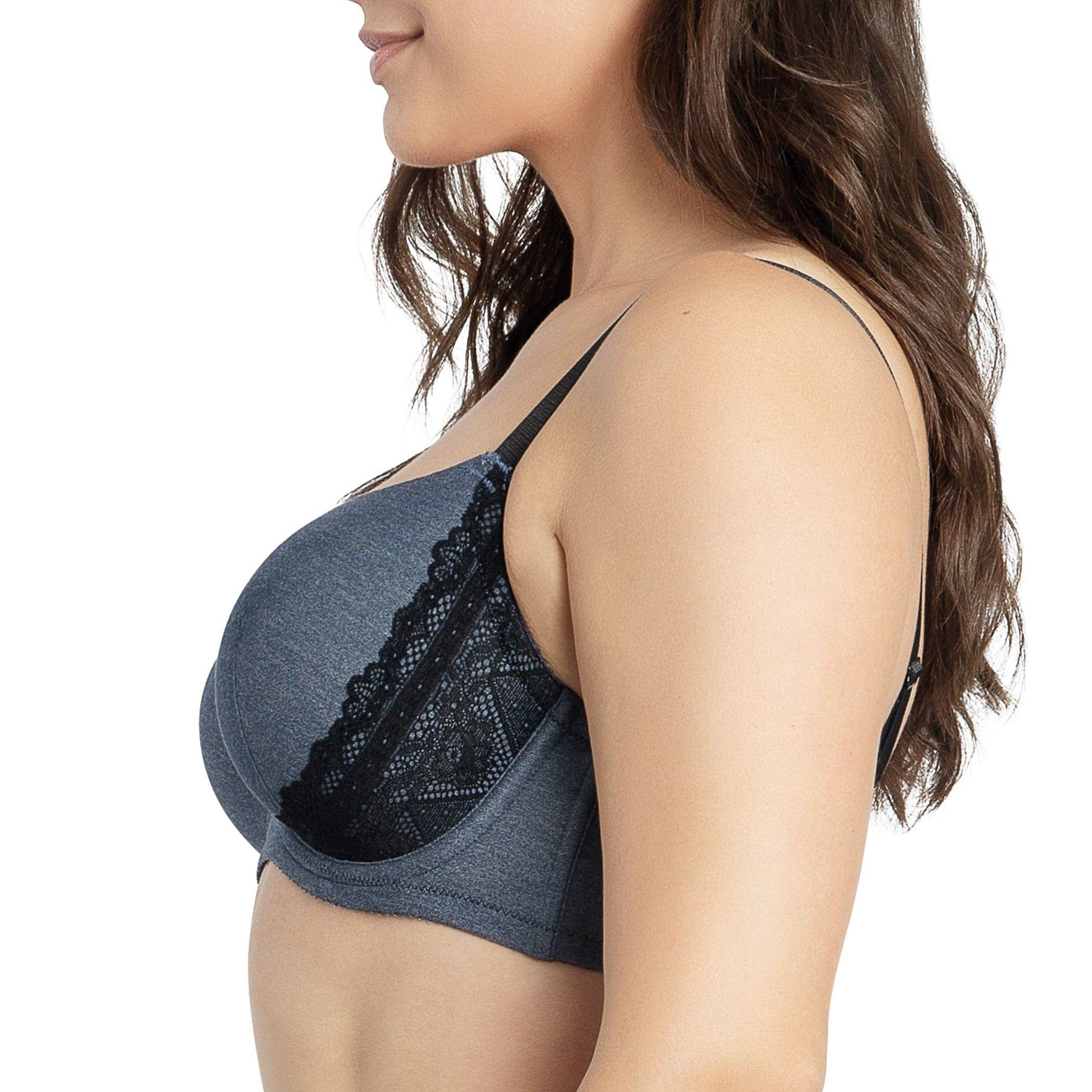 Casey Full Bust Padded Plunge T-Shirt Bra - Dark Blue Denim