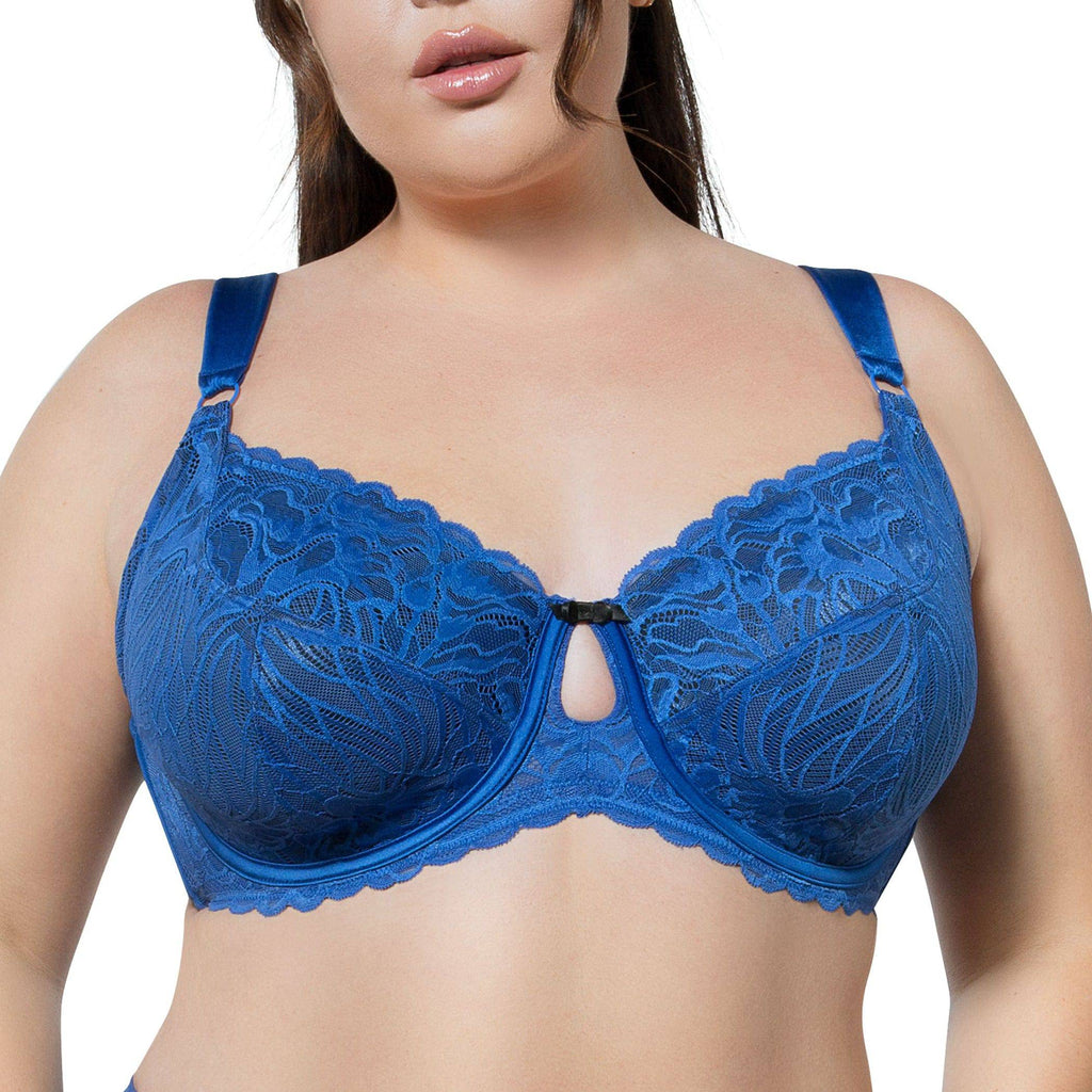Charlotte Full Bust Lace Unlined Bra - Sapphire