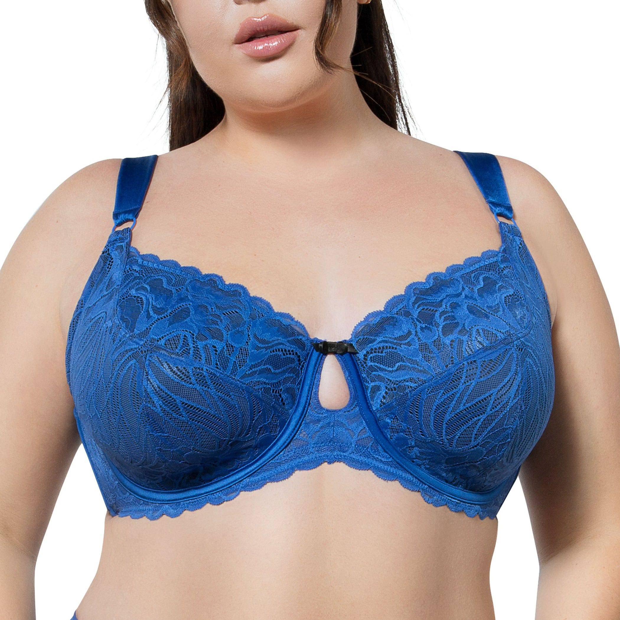 Charlotte Full Bust Lace Unlined Bra - Sapphire