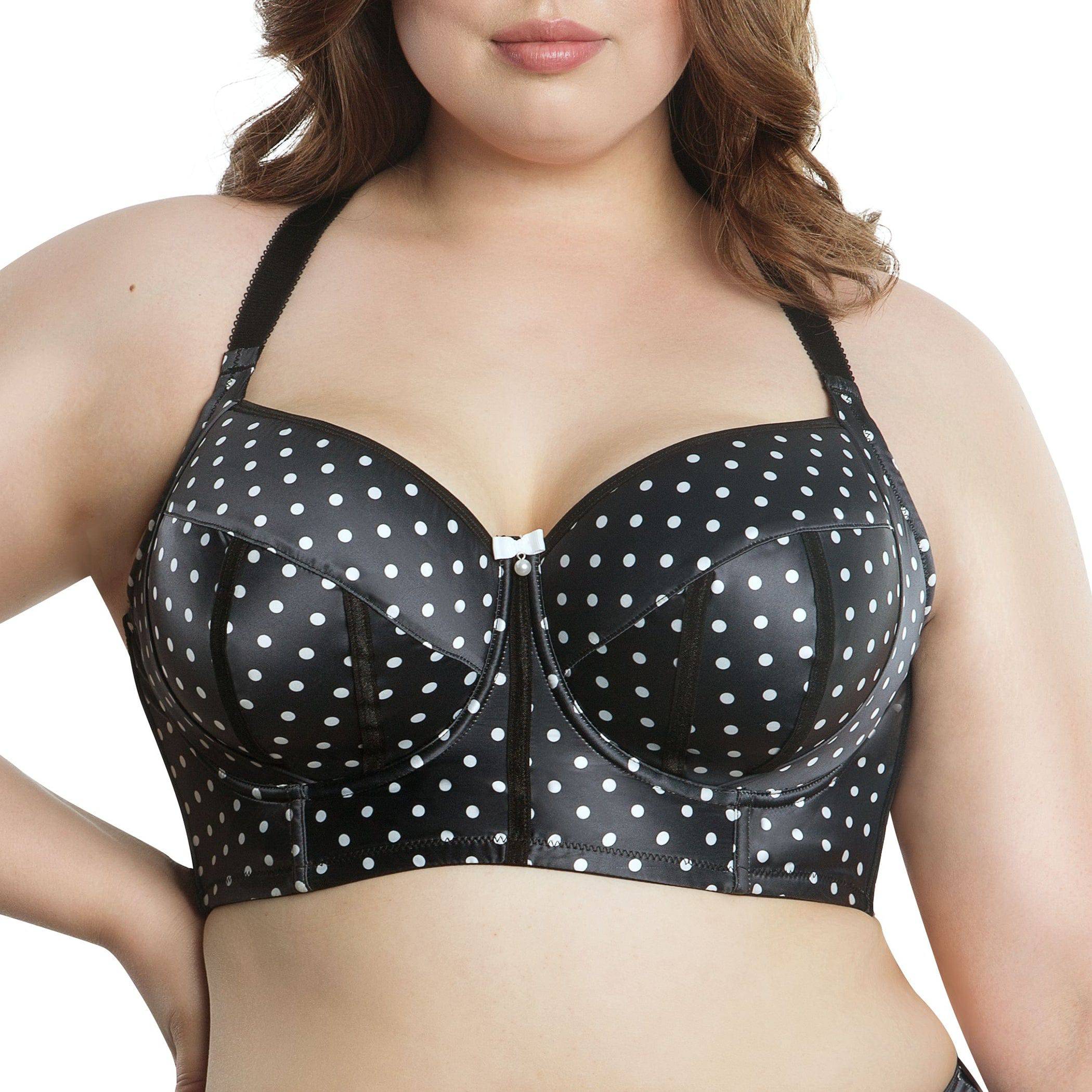 Charlotte Full Bust Padded Longline Bra - Black Dot