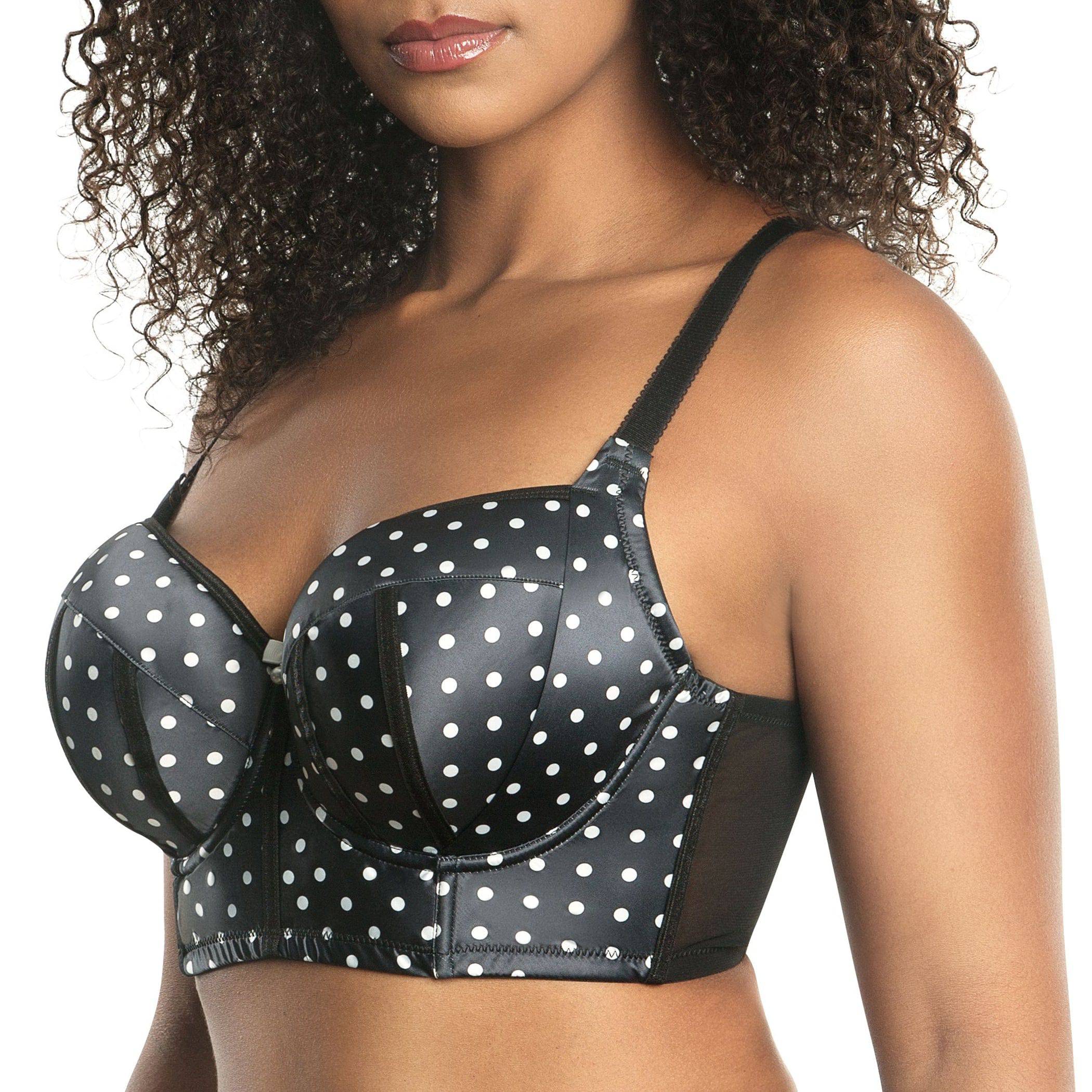 Charlotte Full Bust Padded Longline Bra - Black Dot