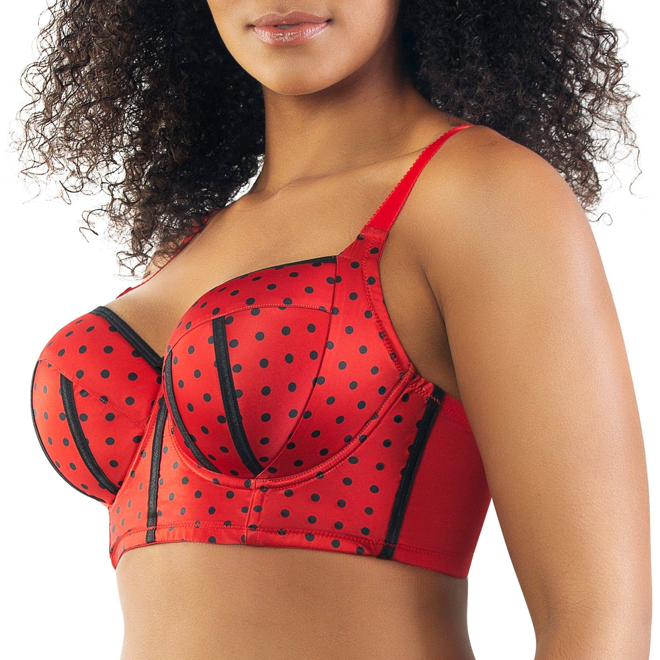 Charlotte Full Bust Padded Longline Bra - Racing Red Dot