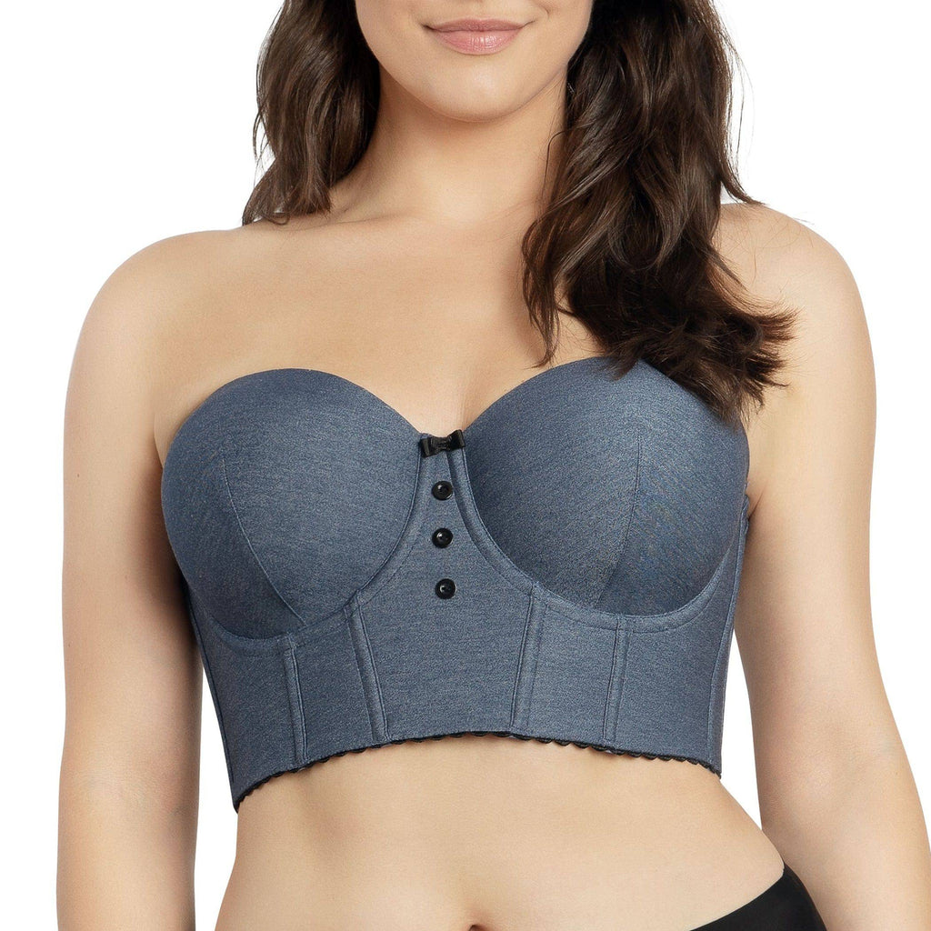 Dolly Denim Longline Strapless Bustier - Dark Blue Denim