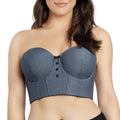 Dolly Denim Longline Strapless Bustier - Dark Blue Denim
