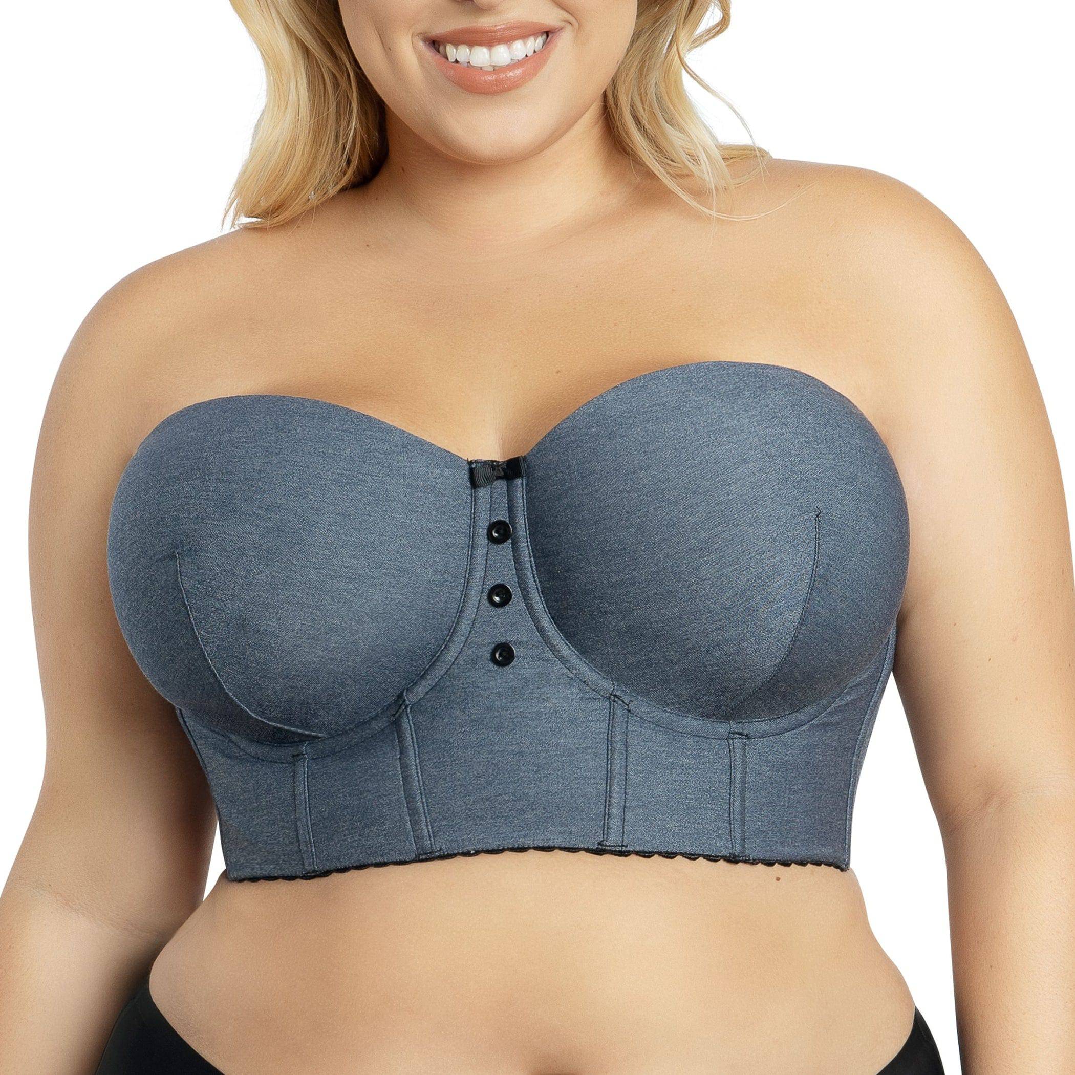 Dolly Denim Longline Strapless Bustier - Dark Blue Denim