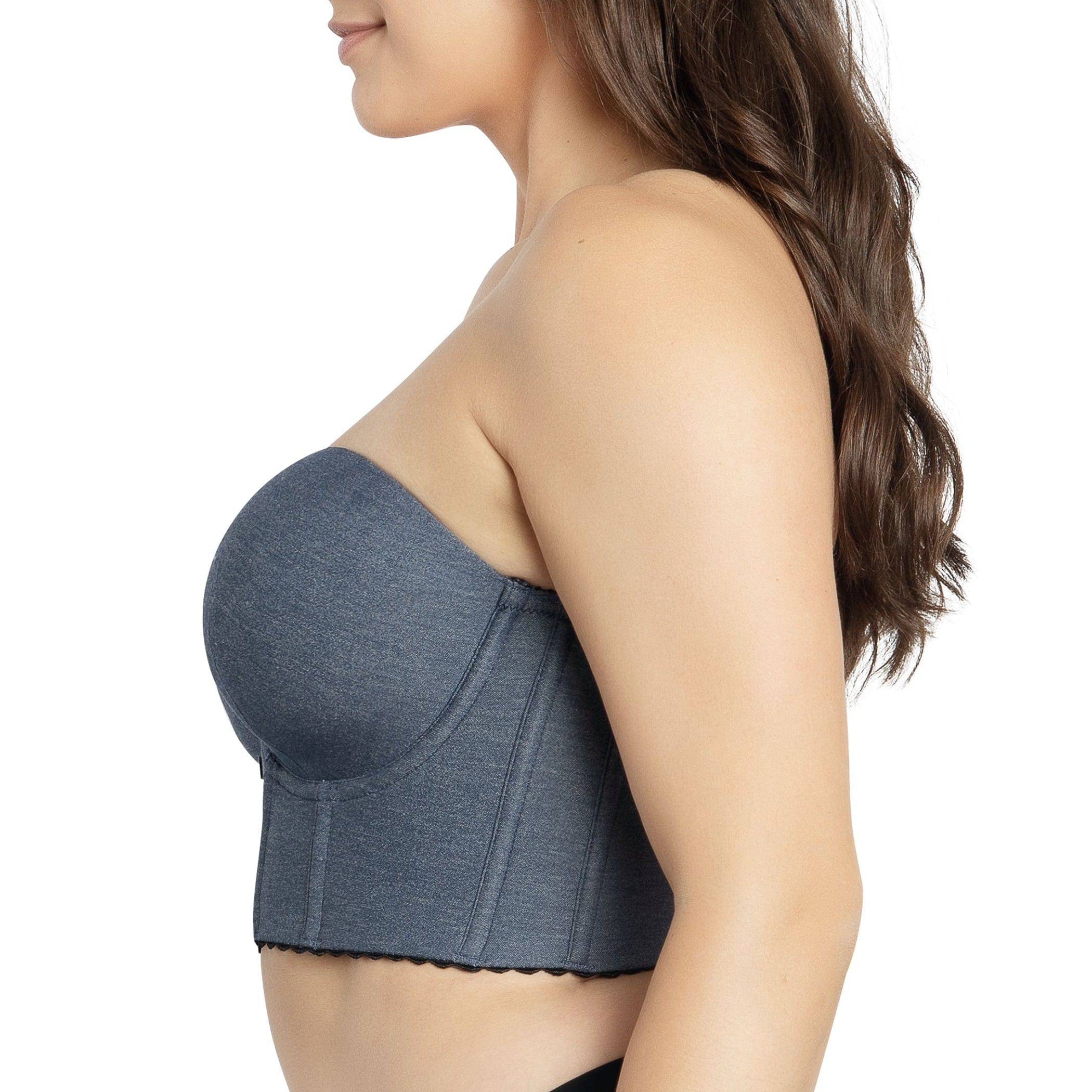Dolly Denim Longline Strapless Bustier - Dark Blue Denim