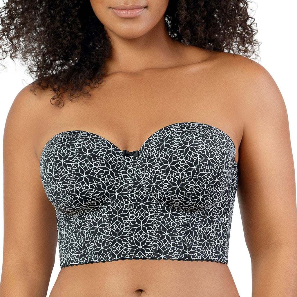 Marissa Full Bust Longline Strapless Bra - Black Mosaic