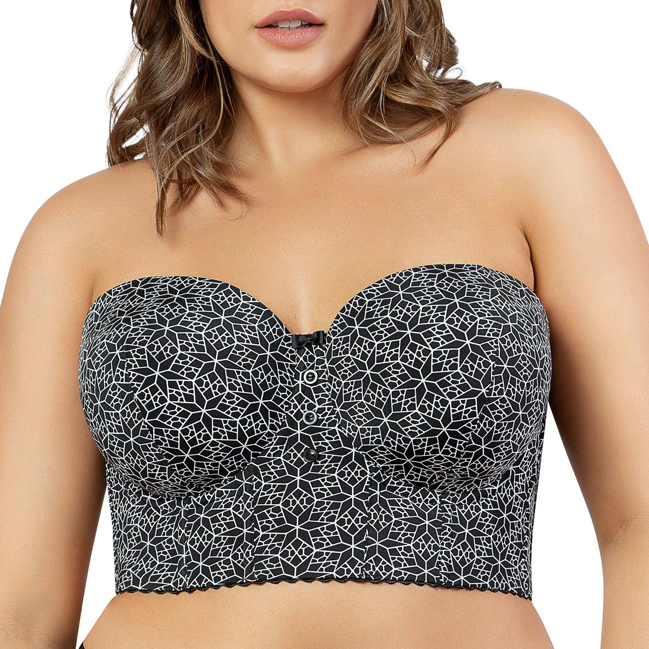 Marissa Full Bust Longline Strapless Bra - Black Mosaic