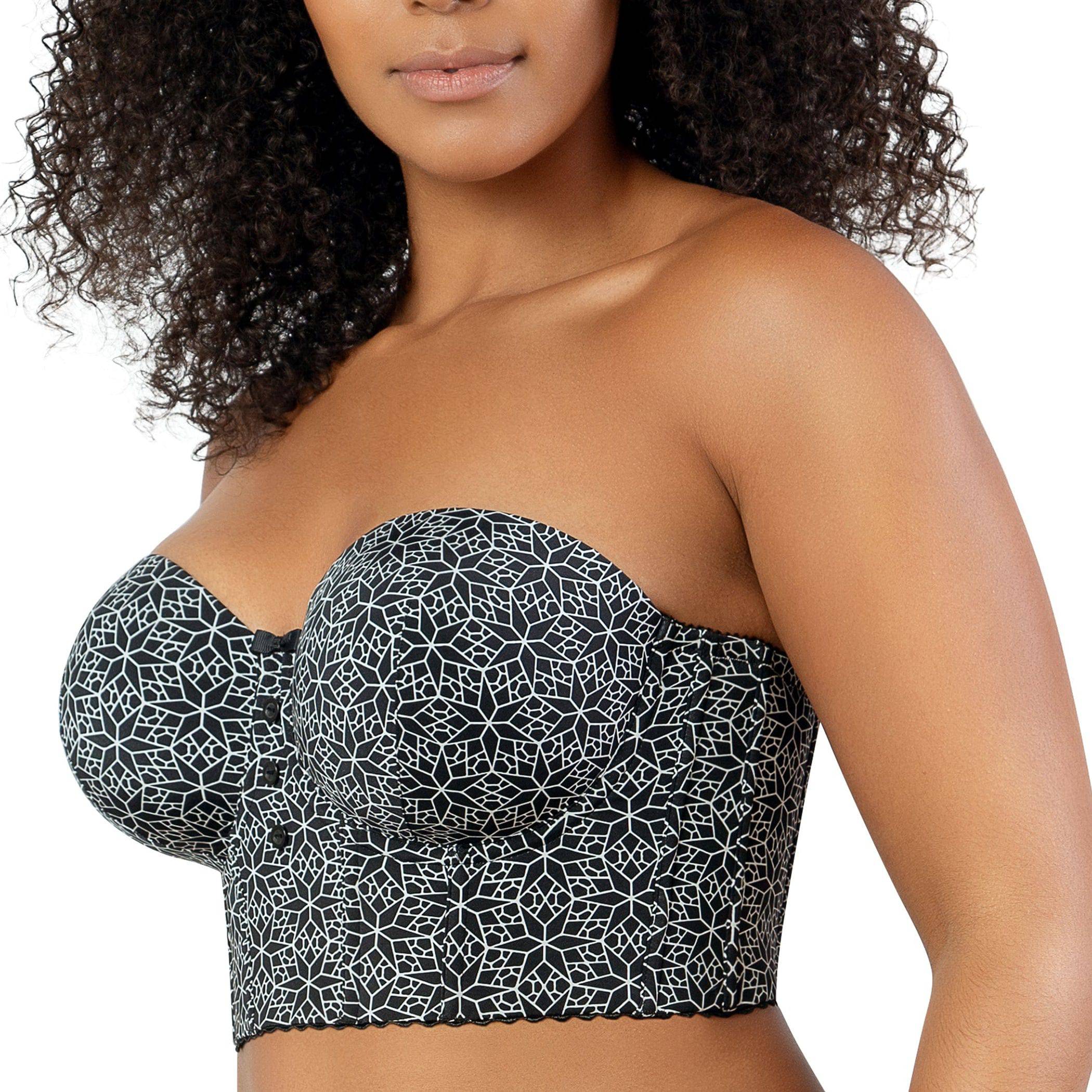 Marissa Full Bust Longline Strapless Bra - Black Mosaic